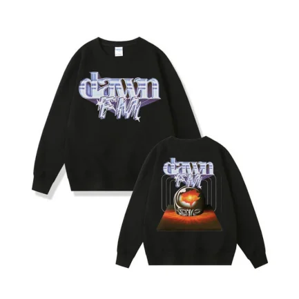 The Weeknd Dawn Fm Oversized Black Pullover Sweatshirt