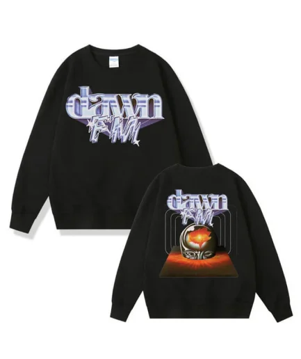 The Weeknd Dawn Fm Oversized Black Pullover Sweatshirt